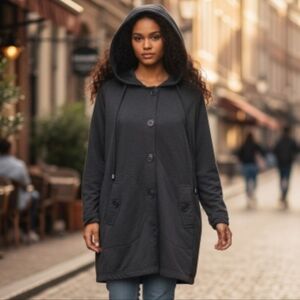 Christian Siriano Dk. Gray Utility Jacket with Hood 1x Flattering A DESIGN.